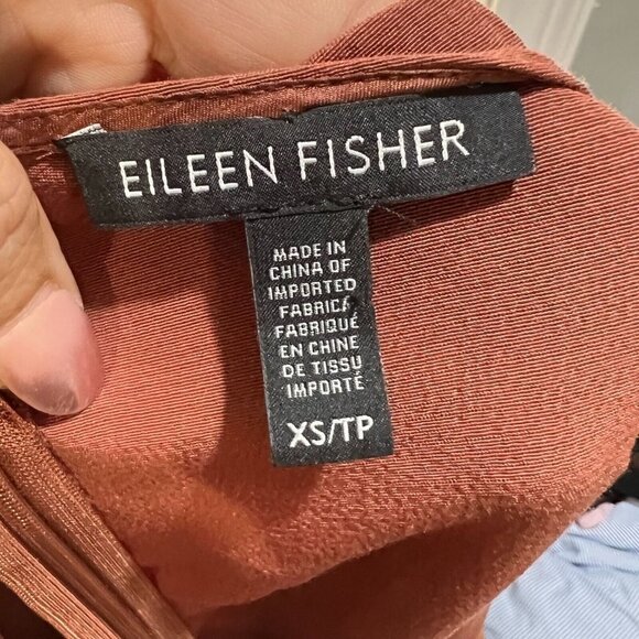Eileen Fisher Womens Brown Russet Tencel Wide Leg Cropped Jumpsuit Sz XS V Neck - Picture 2 of 13